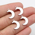 Polished Stainless Steel Crescent Moon Pendants with Top Holes view 3
