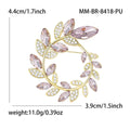 Marquise Crystal Leaf Wreath Brooch in Blue Pink or Green view 5