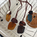 Layered Geometric Pendant Cord Necklaces in Four Colors view 2