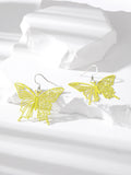 Silver Tone Oversized Openwork Butterfly Hook Earrings view 10