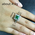 Silver Tone Green Square Crystal Double Halo Ring Polished Metal Jewelry view 4