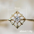 Gold Thin Band Princess Square Openwork Ring Sizes 6 To 10 view 5