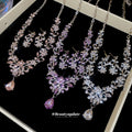 Floral Crystal Necklace and Stud Earring Jewelry Set view 1