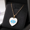 Gold Tone Heart Enamel Lash Evil Eye Pendant Necklaces view 4