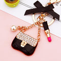 Jeweled Lipstick Pearl Handbag Keychains in Five Colors and Two Loop Styles view 8
