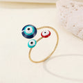 Gold Tone Realistic Eyeball Adjustable Rings and Three-Eye Cuff Bracelet view 3