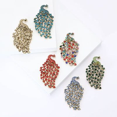 Crystal Peacock Brooch group view
