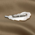 White Shell Feather Brooch With Abalone Accent for Jackets Scarves and Lapels view 3