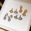 Crystal Fan Drop Earrings in Gold and Silver Tone Options view 3