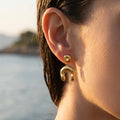 Hammered U-Shape Drop Earrings 316L Steel Gold Or Silver view 2