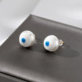 Pearl Effect Round Evil Eye Stud Earrings in Six Colors view 6