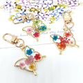 Gold Tone Pressed Flower Butterfly Resin Clip Keychains view 3