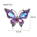 Aqua Gold Tone Butterfly Crystal Metal Brooch Pin 6.3 x 4.8 cm view 2