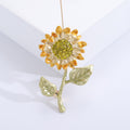 Enamel Sunflower Brooch with Rhinestone Center Two Tones view 7