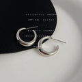 Polished Silver And Gold Tone Chunky Round Hoop Stud Earrings view 6