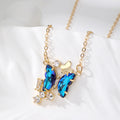Gold Tone Crystal Butterfly Pendant Necklaces 4 Colors view 2