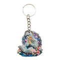 Veiled Woman Praying Open Book Printed Wood Keychain Ring view 5