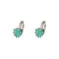 Silver Tone Aqua Cluster Stone Huggie Hoop Earrings For Women view 5