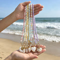 Colorful Bead Necklaces With Six Gold Tone Ocean And Heart Pendants view 1