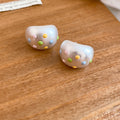 Pearlescent Oval Multicolor Dot Stud Earrings Fashion Jewelry view 6