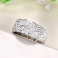 Silver Engraved Leaf Vine Wide Band Finger Ring Sizes 6-10 view 5