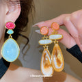 Color Block Resin Teardrop Earrings in Two Designs view 1