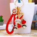 Jeweled Scooter Rabbit Keychains in Three Colors with Three Loop Styles view 2