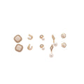 Gold Tone Pearl and Crystal Stud Earring Set of Ten Pairs view 5