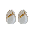 Clear Teardrop Silver Tone Sculptural Huggie Earrings view 5