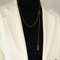 Gold And Steel Long Lariat Y Necklace Open Oval Links view 4