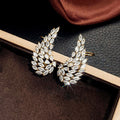 Marquise Leaf Wing Stud Earrings In Gold And Silver Tones view 3