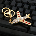 Jeweled Fighter Jet Keychains in Gold and Silver with Braided Loop Options view 2