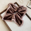 Coffee Brown Lace Scrunchie Satin Ruffle Hair Ties view 7
