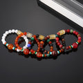 Multicolor Bead Stretch Bracelets with Carved Barrel Center Beads view 5