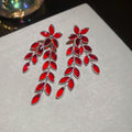 Crystal Leaf Cascade Drop Earrings In Three Colors view 8