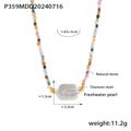 Multicolor Natural Stone Baroque Pearl Bead Necklace Gold Accents view 6