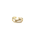 Gold Open Adjustable Bow Ring Double Band Crystal Pave view 5