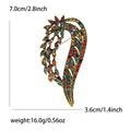 Curved Feather Crystal Brooch in Dark and Multicolor Styles view 7