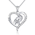 Silver Tone Heart Elephant Drop Pendant Necklace With Stones view 1
