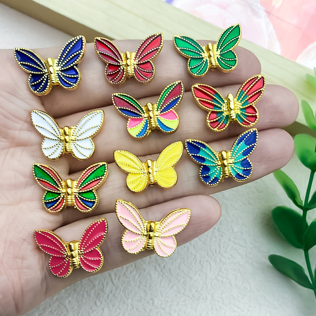 Enamel Zinc Alloy Butterfly Double Sided Enamel Charm Pendants