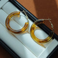 Black and Brown Translucent Oversized Chunky Hoop Earrings view 4