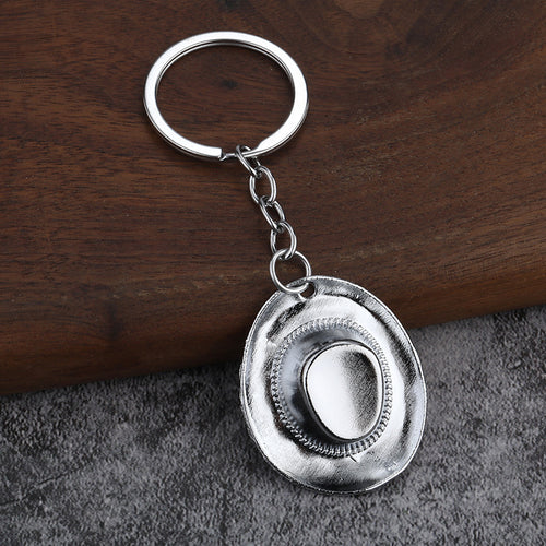 Vintage Cowboy Hat Zinc Alloy Keychain Western Bag Charm Accessory