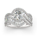 Round Center Stone Crossover Pavé Ring in Silver Tone view 1