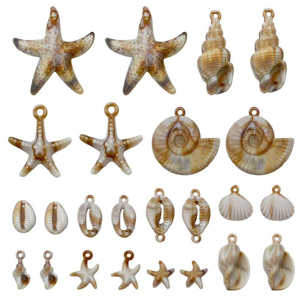 Beige Acrylic Conch Shell Starfish Cloud Charm Pendant for Necklaces Bracelets Keychains