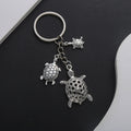 Silver Tone Three Turtle Family Keychain with Metal Hardware view 4