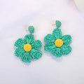 Woven Raffia Look Daisy Statement Earrings in Six Colors view 8
