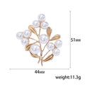 Pearl Berry Branch Brooch Gold or Silver Metal Leaves view 5