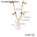 Gold Titanium Steel Star Enamel Pendant Pearl Malachite Necklace view 6