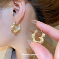 Textured Silver Tone Wave Shaped Stud Earrings Jewelry Accessory view 3