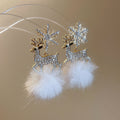 Snowflake Reindeer And Pom Pom Holiday Drop Earrings view 6